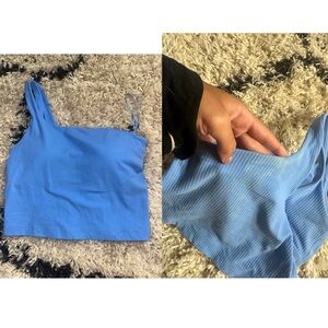 Lululemon Aero Blue ribbed nulu asymmetrical yoga tank top
